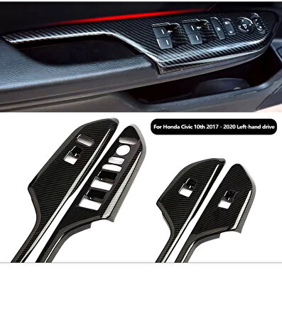 Honda Civic Fk7 Fc5 2017-2020 Iç Kapı Kol Dayama Karbon Fiber 2 Adet Ön Taraf 2 Adet Arka