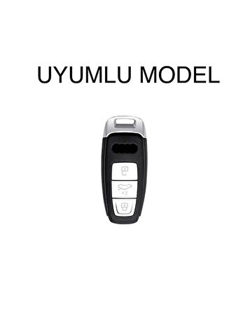 Audi A6 A7 A8 E-tron Q8 Q5 C8 A3 D5 Sustasız Anahtar Kılıfı Siyah/gümüş 2.Resime Bakınız
