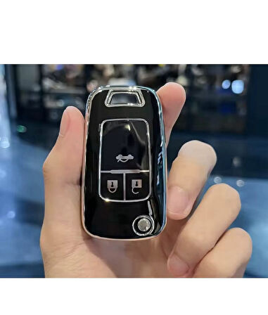Opel *ürün Kılıftır Kasa Değildir* Astra J Mokka Chevrolet Anahtar Kılıfı Sustalı Model Siyah/gümüş