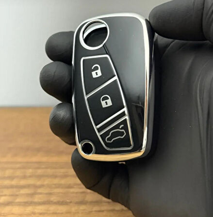 Fiat Fiorino Iveco Ducato Doblo Linea Punto Stilo Anahtar Kılıfı 2.Resime Bakınız Siyah/Gümüş