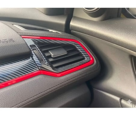 HONDA Civic Uygun FC5 FK7 2016-2021 için 10. Nesil Panel KARBON Kaplama 11 Parça KIRMIZI Detaylı
