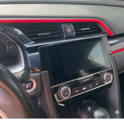HONDA Civic Uygun FC5 FK7 2016-2021 için 10. Nesil Panel KARBON Kaplama 11 Parça KIRMIZI Detaylı