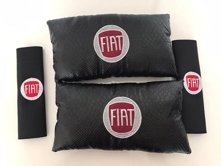 Fiat Nakışlı Egea Linea Deri 1 Çift Boyun Yastık Ve 1 Çift Kemer Pedi