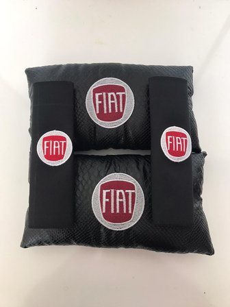 Fiat Nakışlı Egea Linea Deri 1 Çift Boyun Yastık Ve 1 Çift Kemer Pedi