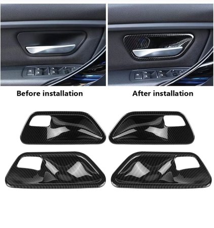 BMW 3ve5 Serisi F10 F30 F32 F34 F36 F18 2013-2018 İç Kapı Kolu Karbon Fiber Kaplaması 4 Parça