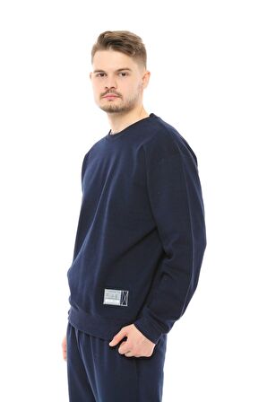 defy's Erkek Oversize Sweat Etiket Detaylı Lacivert