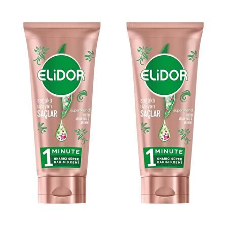 Elidor 1 Minute Onarıcı Süper Saç Bakım Kremi Sağlıklı Uzayan Saçlar 170 ml X 2 Adet