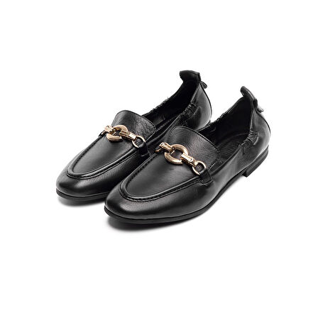 Hakiki Deri Tokalı Bantlı Kadın Babet 