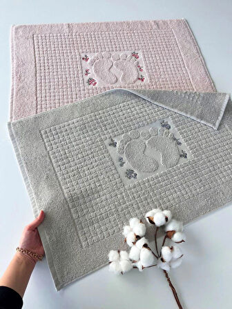 Mysoft 50x70 Nakışlı Ayak Havlusu - Pudra