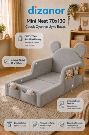 Dizanor Mini Nest 6’sı 1 Arada Modüler Bebek Oyun Parkı, Park Yatak, Beşik, Baza, Oyun Alanı ve Top