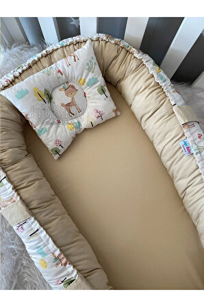 Babynest Sevimli Ceylan Lüx Tasarım Anne Yanı Yatak 2 Parça Jaju-babynest
