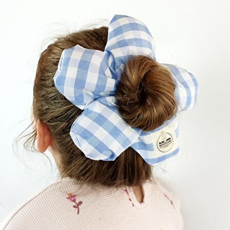 Woodycord Scrunchies İçi Dolgulu Lastikli Büyük Boy Çiçek Model Saç Tokası 