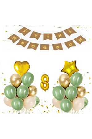 1 Yaş Kraft Gold Varaklı Iyi Ki Doğdun Banner Balon Set