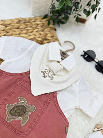 ERKEK BEBEK PAMUKLU ÇIKARILABİLİR ÖNLÜK AKSESUARLI 3 PARÇA TULUM