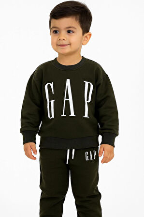 ERKEK ÇOCUK PAMUKLU ALT - ÜST TAKIM 2'Lİ PAMUKLU TAKIM EŞOFMAN TAKIMI HAKİ