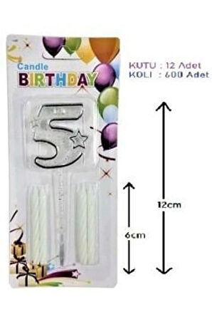 MİKA ŞEFFAF RAKAM GÜMÜŞ MUM 12CM