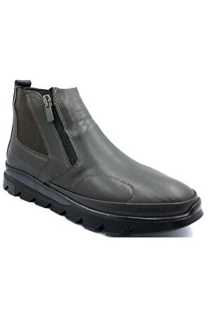 362015 Kahve Kemik Çıkıntısı Uyumlu Kadın Deri Bot