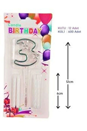 MİKA ŞEFFAF RAKAM GÜMÜŞ MUM 12CM