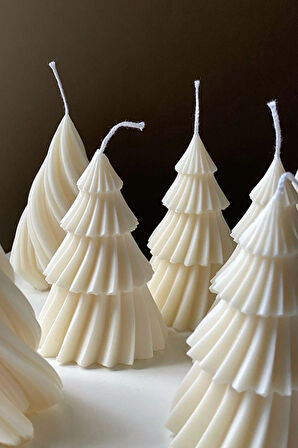 2'li Yılbaşı Temalı Çam Ağacı Okyanus Kokulu Büyük Ve Küçük Mum Seti