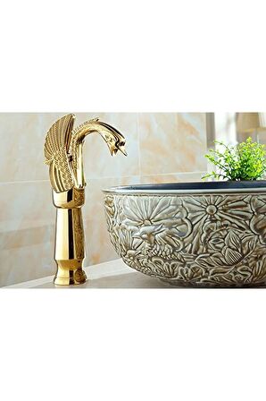 Banyo Çanak Lavabo Bataryası Kuğu Altın Dore Şelale Yeni Ürün 5 Yıl Garantili