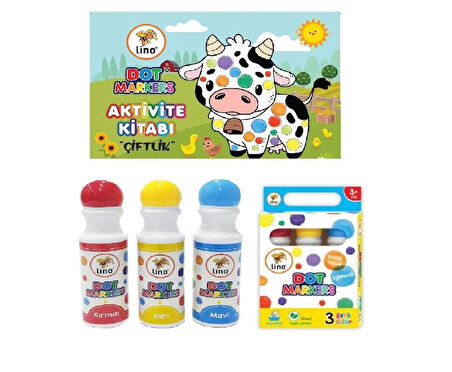 Dot Markers 3’lü Yıkanabilir Kalem ve Boya Kitabı Çiftlik