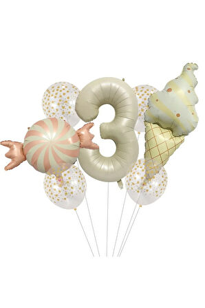 RETRO ŞEKER DONDURMA FOLYO BALONLU YAŞ BALON SET