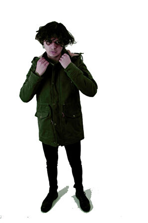 Slim Fit Çıkarılabilir Kapüşonlu Gabardin Uzun Parka Kaban