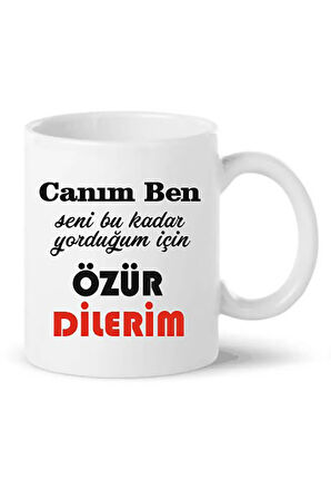 Özür Dilerim Baskılı Porselen Kupa Bardağı Kupa Bardak