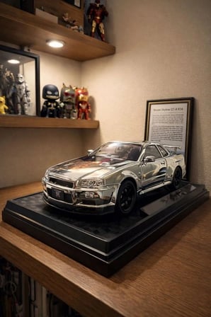 Nissan Skyline GTR R34 1:24 Ölçek Diecast Model Araba Nıssan Gtr Parlak Gri Model Araba Açılan Kapı