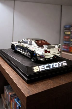 Nissan Skyline GTR R34 1:24 Ölçek Diecast Model Araba Nıssan Gtr Parlak Gri Model Araba Açılan Kapı