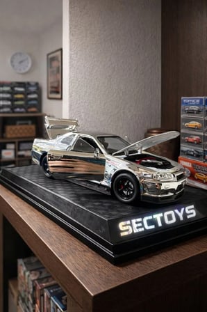 Nissan Skyline GTR R34 1:24 Ölçek Diecast Model Araba Nıssan Gtr Parlak Gri Model Araba Açılan Kapı