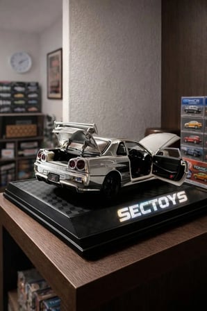 Nissan Skyline GTR R34 1:24 Ölçek Diecast Model Araba Nıssan Gtr Parlak Gri Model Araba Açılan Kapı