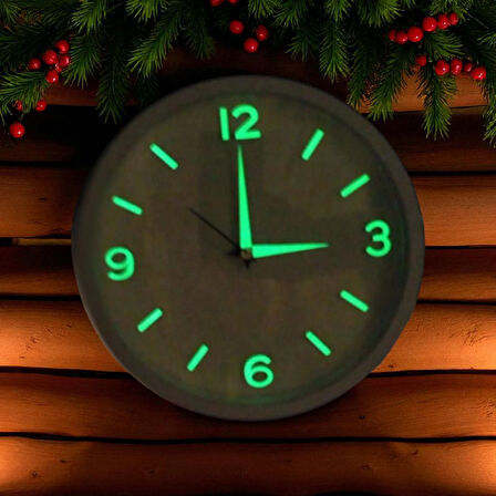 Fosforlu Duvar Saati Kabartma Rakam Küçük Saat Çap 22 Cm Beyaz