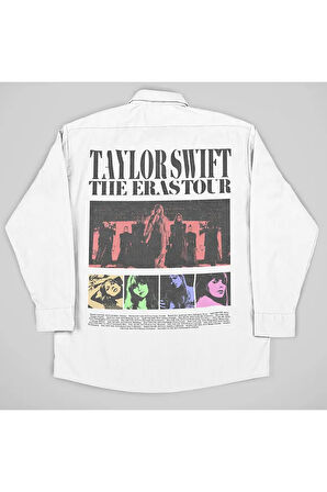 Taylor Swift The Eras Tour Baskılı Unisex Şarkıcı Cepli Gömlek