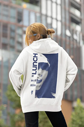 Tasarım Billie Eilish Lunch Baskılı Unisex Oversize Şarkıcı Hoodie