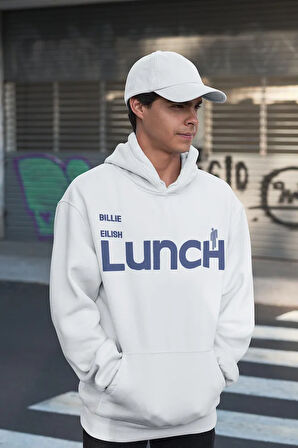 Tasarım Billie Eilish Lunch Baskılı Unisex Oversize Şarkıcı Hoodie