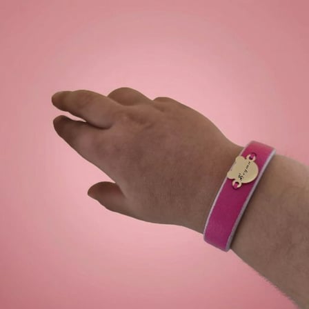 14 Ayar Altın Plakalı Şeyma İsmine Özel Ayıcık Figürlü Doğal Pembe Derili Hediye Bileklik-458