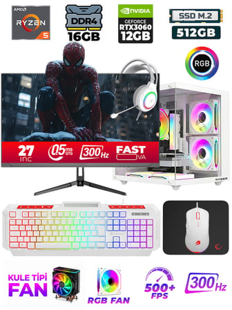 Xaser Eagle X56 Ryzen 5 5600X 16GB Ram 512GB M.2 NVMe SSD 12GB RTX3060  27" 300Hz Oyuncu Tavsiye Sistem