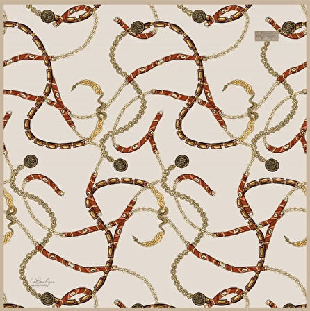 La Boutique Tivil Saf İpek Eşarp 234404 - 49055 Krem Karışık Desen