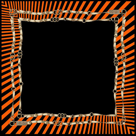 La Boutique Tivil İpek Eşarp 2132 - 06 Siyah - Turuncu  Karışık Desen