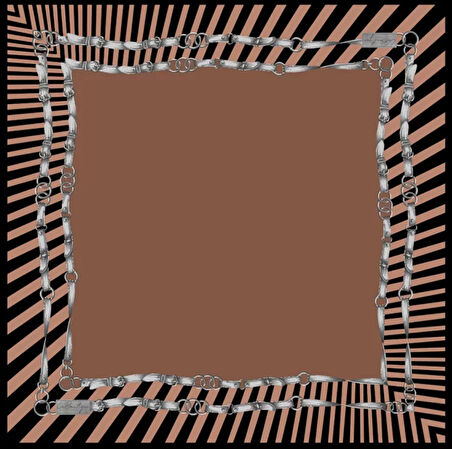 La Boutique Tivil İpek Eşarp 2132 - 12 Siyah - Kahverengi Karışık Desen