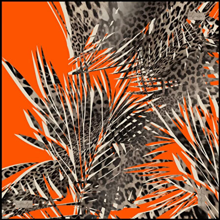 La Boutique Tivil İpek Eşarp 2140 - 09 Turuncu Karışık Desen