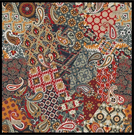 La Boutique Tivil İpek Eşarp 2191 - 01 Turuncu Etnik Desen