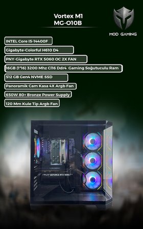ORION MG-O10B INTEL Core I5-14400F | RTX5060 | 16GB RAM | 512 GB SSD | Oyuncu OEM PAKET