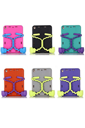 Apple iPad 10.2" 2021 (9.Nesil) Fuchsia Eva Boxer Kılıf Standlı Yumuşak Eğlenceli Darbeye Dayanıklı Silikon Tablet Kılıfı