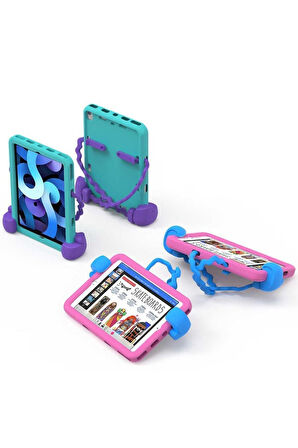 Apple iPad 10.2" 2021 (9.Nesil) Fuchsia Eva Boxer Kılıf Standlı Yumuşak Eğlenceli Darbeye Dayanıklı Silikon Tablet Kılıfı