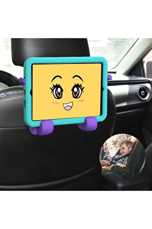 Apple iPad 10.2" 2021 (9.Nesil) Fuchsia Eva Boxer Kılıf Standlı Yumuşak Eğlenceli Darbeye Dayanıklı Silikon Tablet Kılıfı