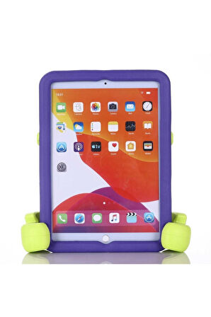 Apple iPad 10.2" 2021 (9.Nesil) Fuchsia Eva Boxer Kılıf Standlı Yumuşak Eğlenceli Darbeye Dayanıklı Silikon Tablet Kılıfı