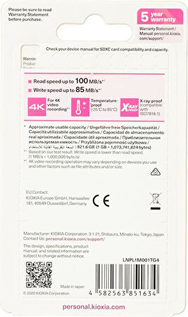 Kioxia Exceria Plus SD Card 1TB U3 V30 - Outlet