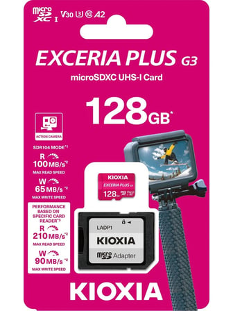 Kioxia Exceria Plus G3 128GB 210MB/s-90MB/s V30 MicroSD Hafıza Kartı LMPL3M128GG2